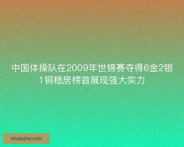 中国体操队在2009年世锦赛夺得6金2银1铜稳居榜首展现强大实力