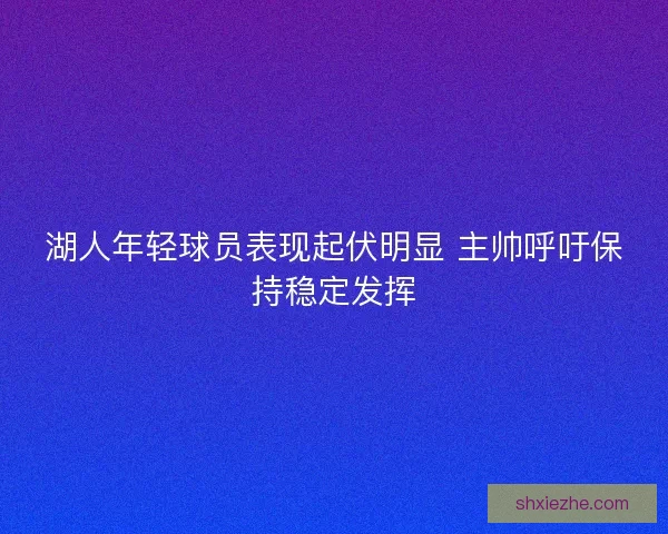 湖人年轻球员表现起伏明显 主帅呼吁保持稳定发挥