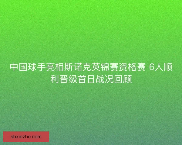 中国球手亮相斯诺克英锦赛资格赛 6人顺利晋级首日战况回顾 中国球手亮相斯诺克英锦赛资格赛 6人顺利晋级首日战况回顾