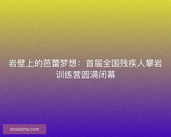 岩壁上的芭蕾梦想：首届全国残疾人攀岩训练营圆满闭幕