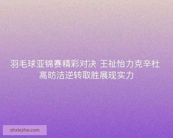 羽毛球亚锦赛精彩对决 王祉怡力克辛杜 高昉洁逆转取胜展现实力