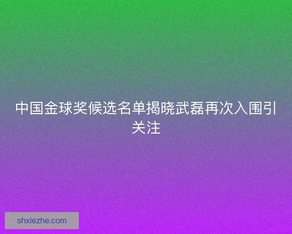 中国金球奖候选名单揭晓武磊再次入围引关注 中国金球奖候选名单揭晓武磊再次入围引关注
